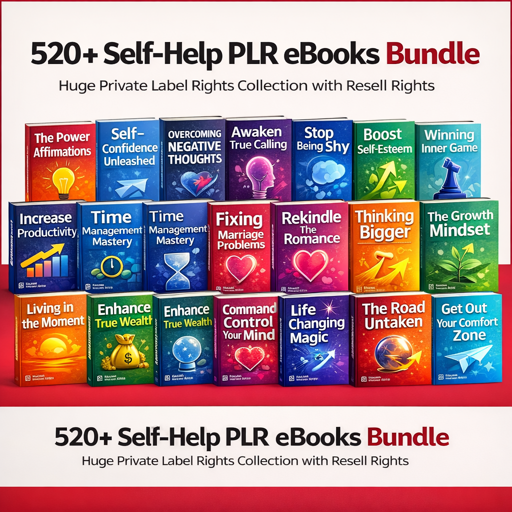 520+ Self-Help PLR eBooks Bundle – Huge Private Label Rights Collection with Resell Rights