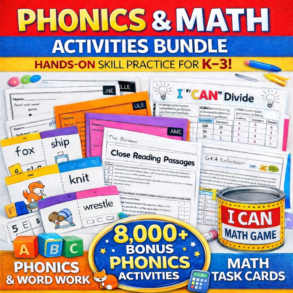 Mega Literacy + Math Practice Bundle